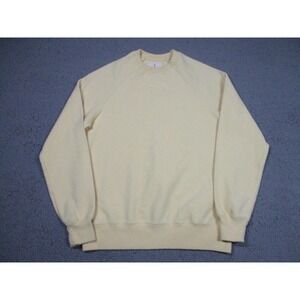 LA PAZ Sweatshirt Mens S Yellow Portugal Organic Cotton Fleece Crewneck Pullover